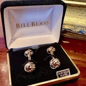 vintage Bill Blass 14 KT gold plated knot cufflinks